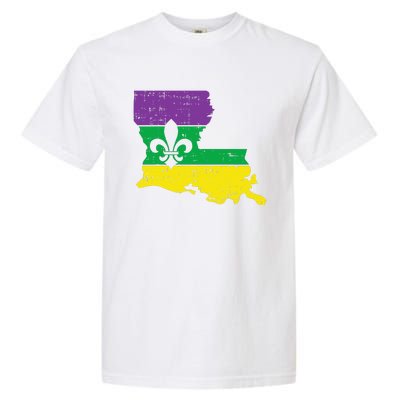 New Orleans Louisiana Map Jester Funny Mardi Gras Carnival Garment-Dyed Heavyweight T-Shirt