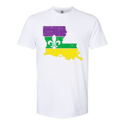 New Orleans Louisiana Map Jester Funny Mardi Gras Carnival Softstyle CVC T-Shirt