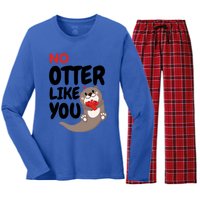 No Otter Like You Funny Otter Phrase Sweet Otter Gift Women's Long Sleeve Flannel Pajama Set 