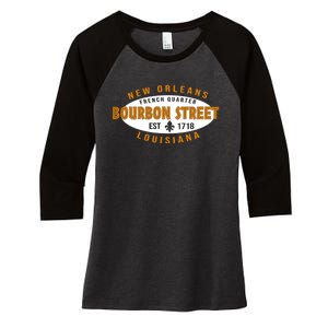 New Orleans Louisiana Bourbon Street Women's Tri-Blend 3/4-Sleeve Raglan Shirt