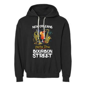 New Orleans Louisiana Bourbon Street Jazz Party Souvenir Garment-Dyed Fleece Hoodie