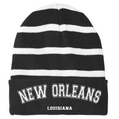 New Orleans Louisiana Striped Beanie with Solid Band