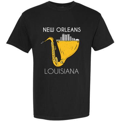 New Orleans Louisiana Jazz Music Player Saxophone Garment-Dyed Heavyweight T-Shirt