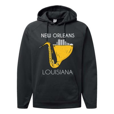 New Orleans Louisiana Jazz Music Player Saxophone Performance Fleece Hoodie