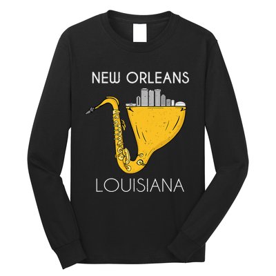 New Orleans Louisiana Jazz Music Player Saxophone Long Sleeve Shirt