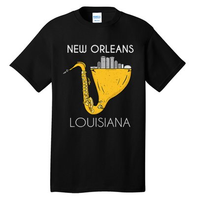 New Orleans Louisiana Jazz Music Player Saxophone Tall T-Shirt