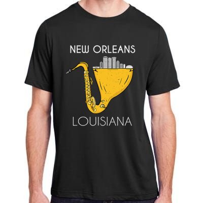 New Orleans Louisiana Jazz Music Player Saxophone Adult ChromaSoft Performance T-Shirt