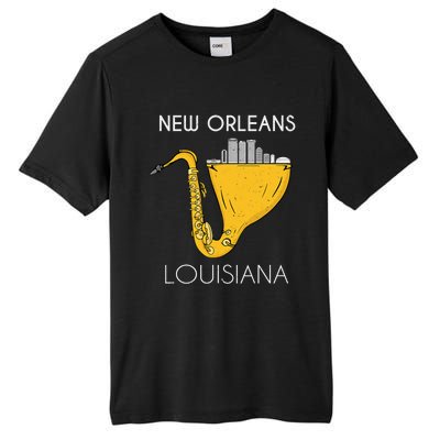 New Orleans Louisiana Jazz Music Player Saxophone Tall Fusion ChromaSoft Performance T-Shirt