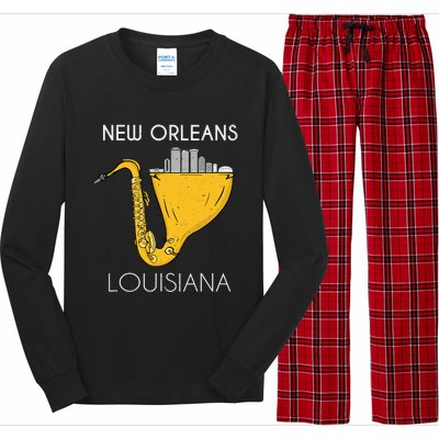 New Orleans Louisiana Jazz Music Player Saxophone Long Sleeve Pajama Set