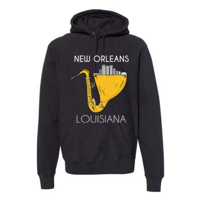 New Orleans Louisiana Jazz Music Player Saxophone Premium Hoodie