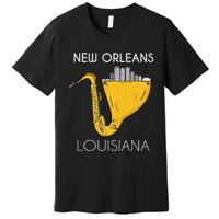 New Orleans Louisiana Jazz Music Player Saxophone Premium T-Shirt