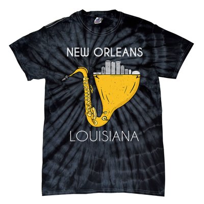 New Orleans Louisiana Jazz Music Player Saxophone Tie-Dye T-Shirt