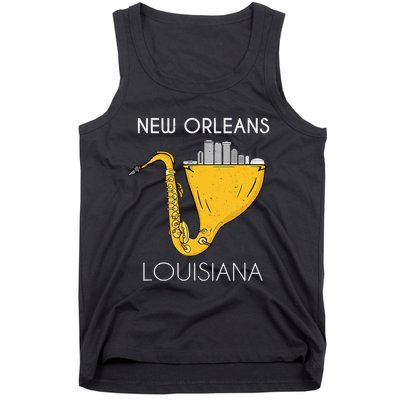 New Orleans Louisiana Jazz Music Player Saxophone Tank Top