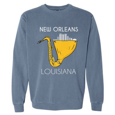 New Orleans Louisiana Jazz Music Player Saxophone Garment-Dyed Sweatshirt