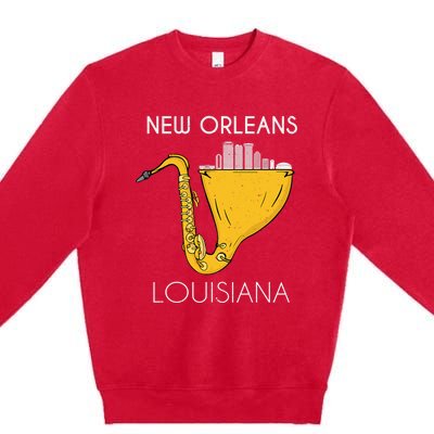 New Orleans Louisiana Jazz Music Player Saxophone Premium Crewneck Sweatshirt