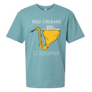 New Orleans Louisiana Jazz Music Player Saxophone Sueded Cloud Jersey T-Shirt