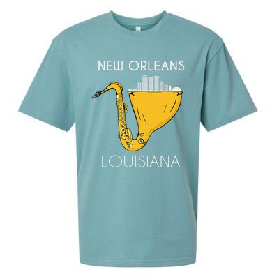 New Orleans Louisiana Jazz Music Player Saxophone Sueded Cloud Jersey T-Shirt