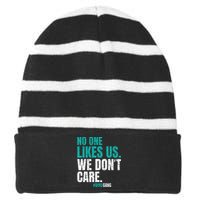 No One Likes Us We Don't Care Philly Vintage Striped Beanie with Solid Band