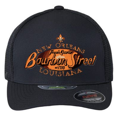 New Orleans Louisiana Bourbon Street French Quarter Flexfit Unipanel Trucker Cap