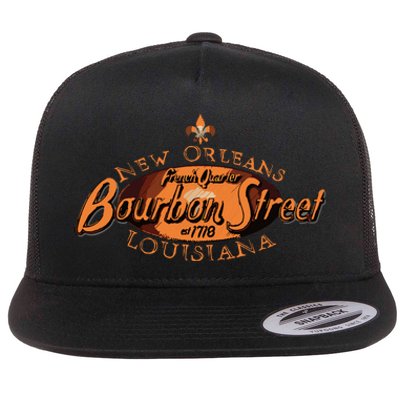 New Orleans Louisiana Bourbon Street French Quarter Flat Bill Trucker Hat