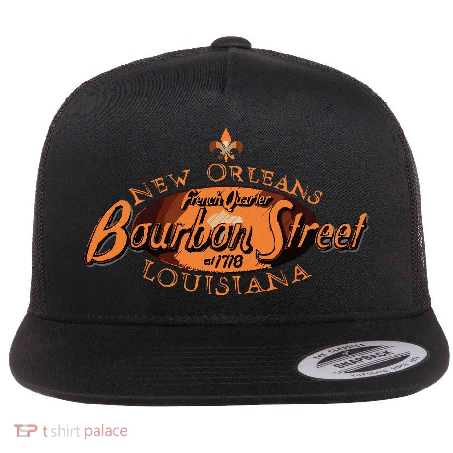 New Orleans Louisiana Bourbon Street French Quarter Flatbill Hat