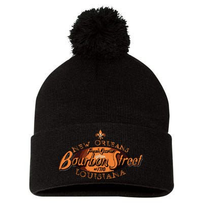 New Orleans Louisiana Bourbon Street French Quarter Pom Pom 12in Knit Beanie