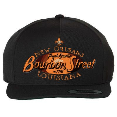 New Orleans Louisiana Bourbon Street French Quarter Wool Snapback Cap