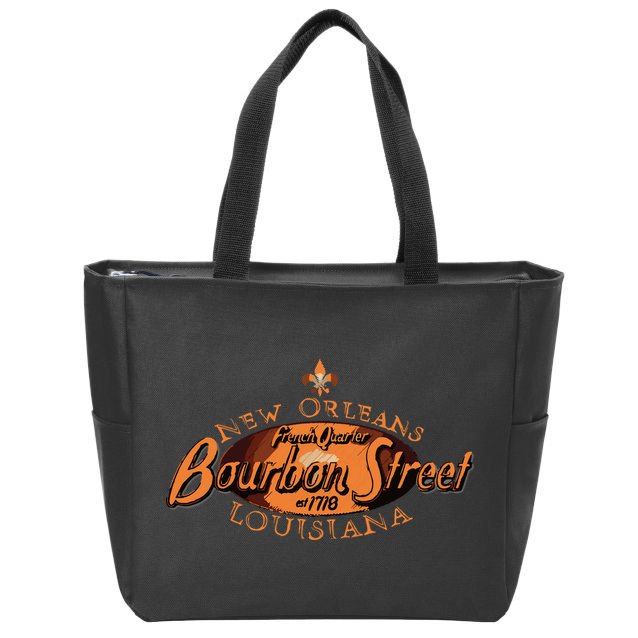 New Orleans Louisiana Bourbon Street French Quarter Zip Tote Bag