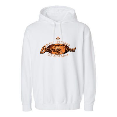 New Orleans Louisiana Bourbon Street French Quarter Garment-Dyed Fleece Hoodie