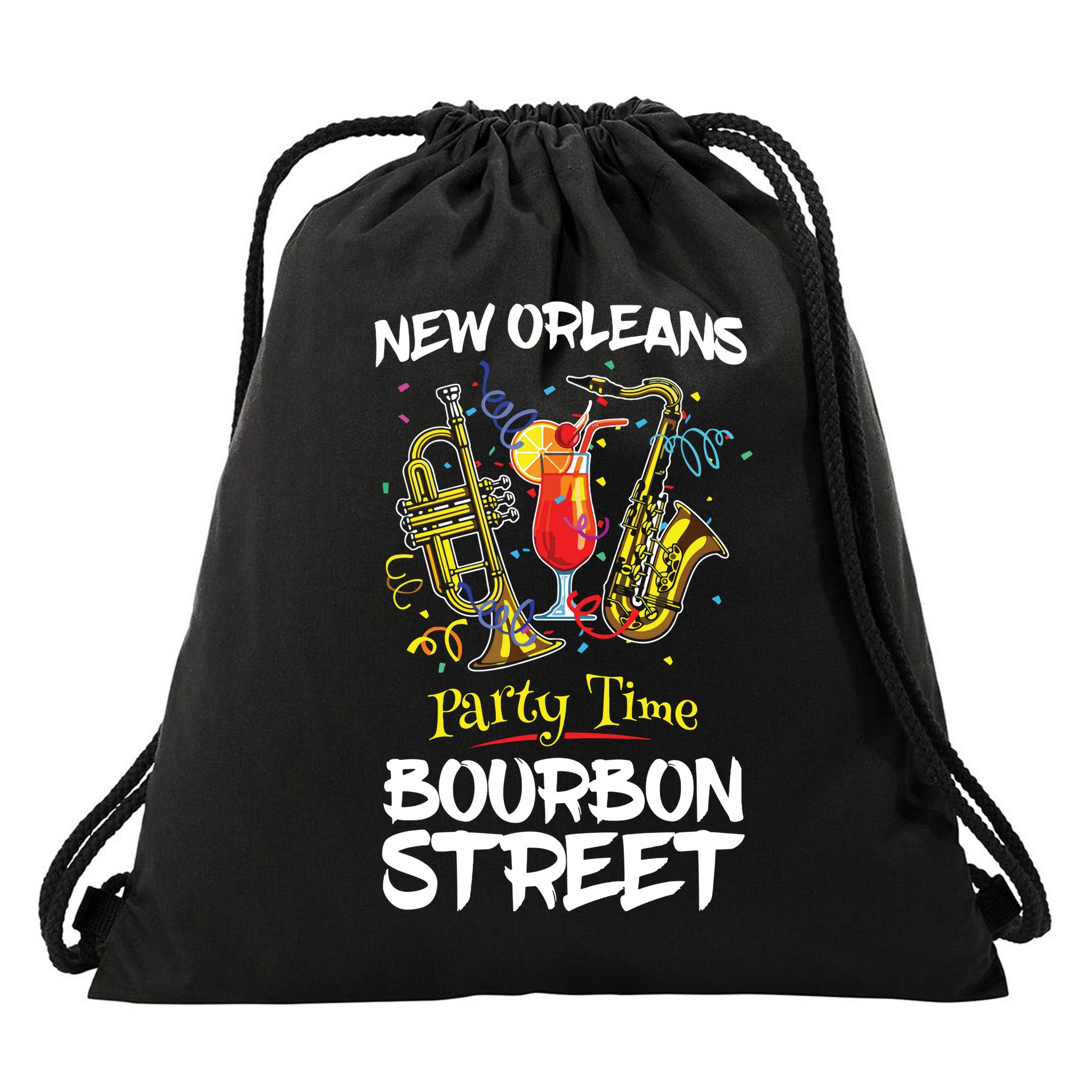 New Orleans Louisiana Bourbon Street Jazz Party Souvenir Drawstring Bag