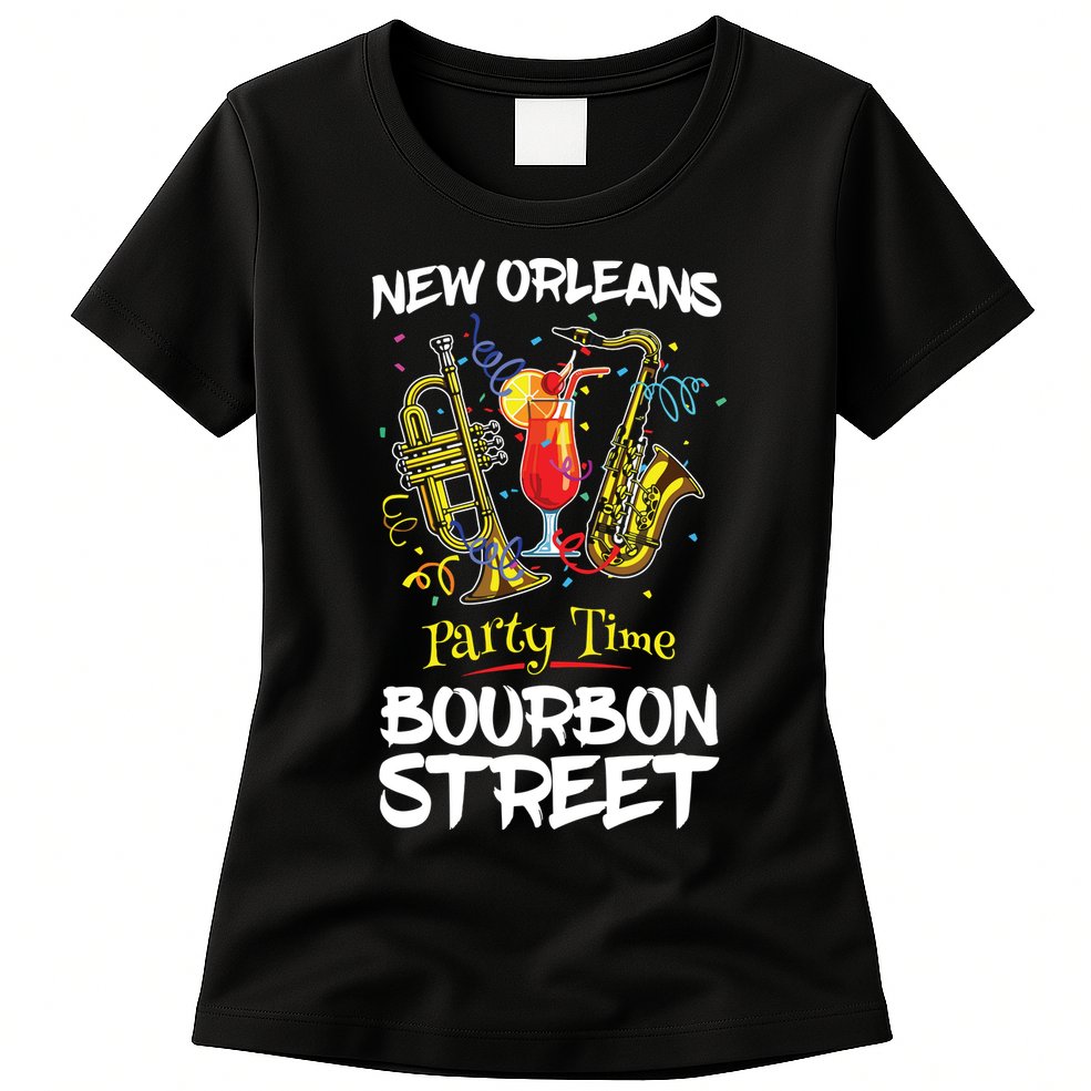 New Orleans Louisiana Bourbon Street Jazz Party Souvenir Womens T-Shirt