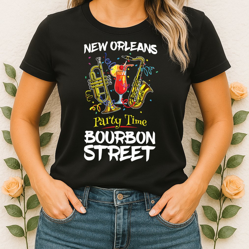 New Orleans Louisiana Bourbon Street Jazz Party Souvenir Womens T-Shirt