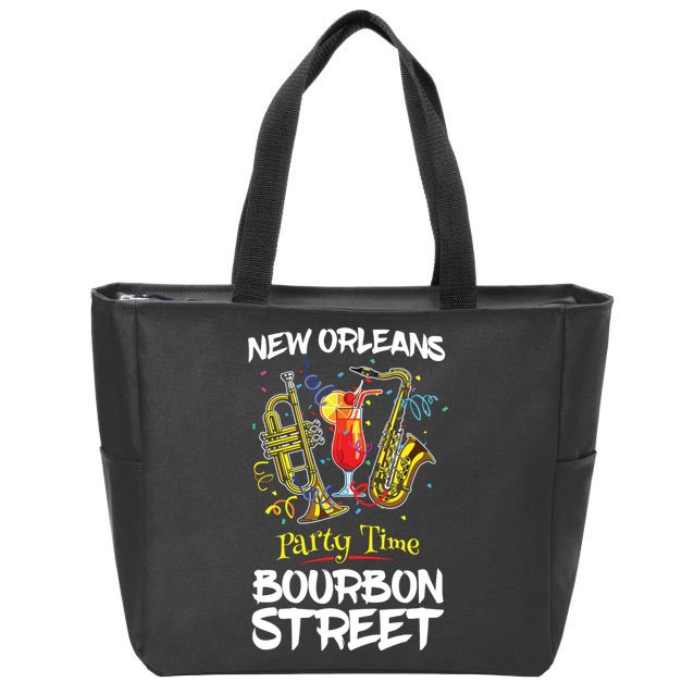 New Orleans Louisiana Bourbon Street Jazz Party Souvenir Zip Tote Bag