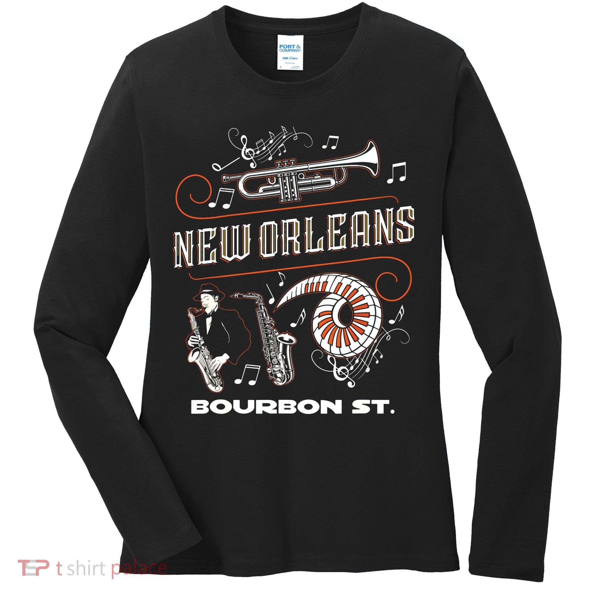 New Orleans Louisiana Jazz Festival Vintage Ladies Long Sleeve Shirt