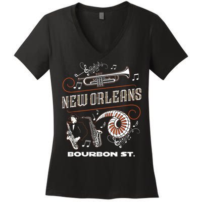 New Orleans Louisiana Jazz Festival Vintage Women's V-Neck T-Shirt