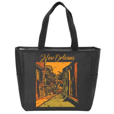 New Orleans Louisiana Souvenir Bourbon Street Zip Tote Bag