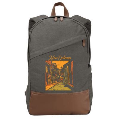 New Orleans Louisiana Souvenir Bourbon Street Cotton Canvas Backpack