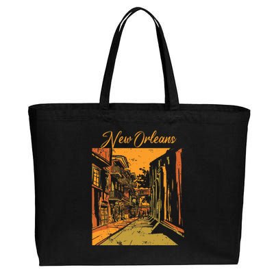 New Orleans Louisiana Souvenir Bourbon Street Cotton Canvas Jumbo Tote