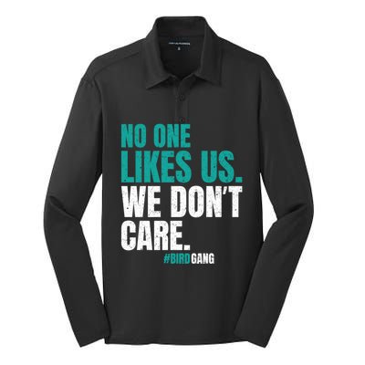 No One Likes Us We Don't Care Vintage Philly Bird Gang Funny Silk Touch Performance Long Sleeve Polo