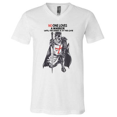 No One Loves A Warrior, Warriors Of Christ Knights Templar V-Neck T-Shirt