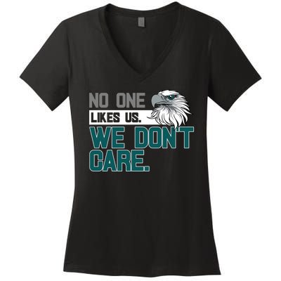 No One Likes Us We Don't Care Football Fan Women's V-Neck T-Shirt