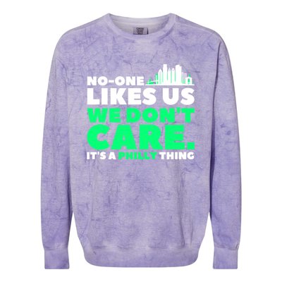 No One Likes Us We Don't Care Vintage Philly Bird Gang Funny Colorblast Crewneck Sweatshirt