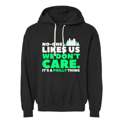 No One Likes Us We Don't Care Vintage Philly Bird Gang Funny Garment-Dyed Fleece Hoodie