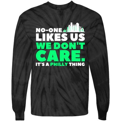 No One Likes Us We Don't Care Vintage Philly Bird Gang Funny Tie-Dye Long Sleeve Shirt