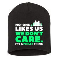 No One Likes Us We Don't Care Vintage Philly Bird Gang Funny Short Acrylic Beanie