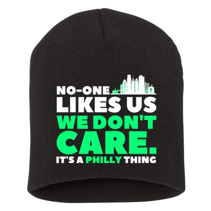 No One Likes Us We Don't Care Vintage Philly Bird Gang Funny Short Acrylic Beanie