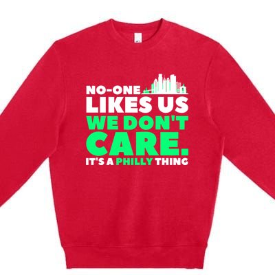 No One Likes Us We Don't Care Vintage Philly Bird Gang Funny Premium Crewneck Sweatshirt