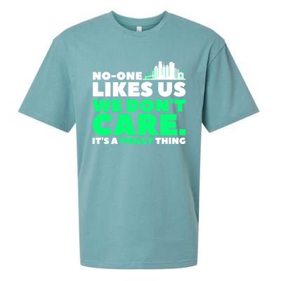 No One Likes Us We Don't Care Vintage Philly Bird Gang Funny Sueded Cloud Jersey T-Shirt