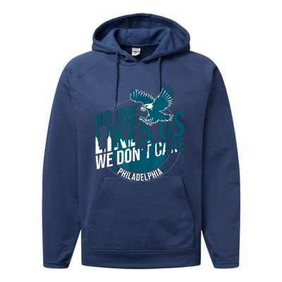 No One Likes Us We Dont Care Vintage Bird Gang Performance Fleece Hoodie