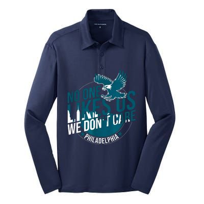 No One Likes Us We Dont Care Vintage Bird Gang Silk Touch Performance Long Sleeve Polo